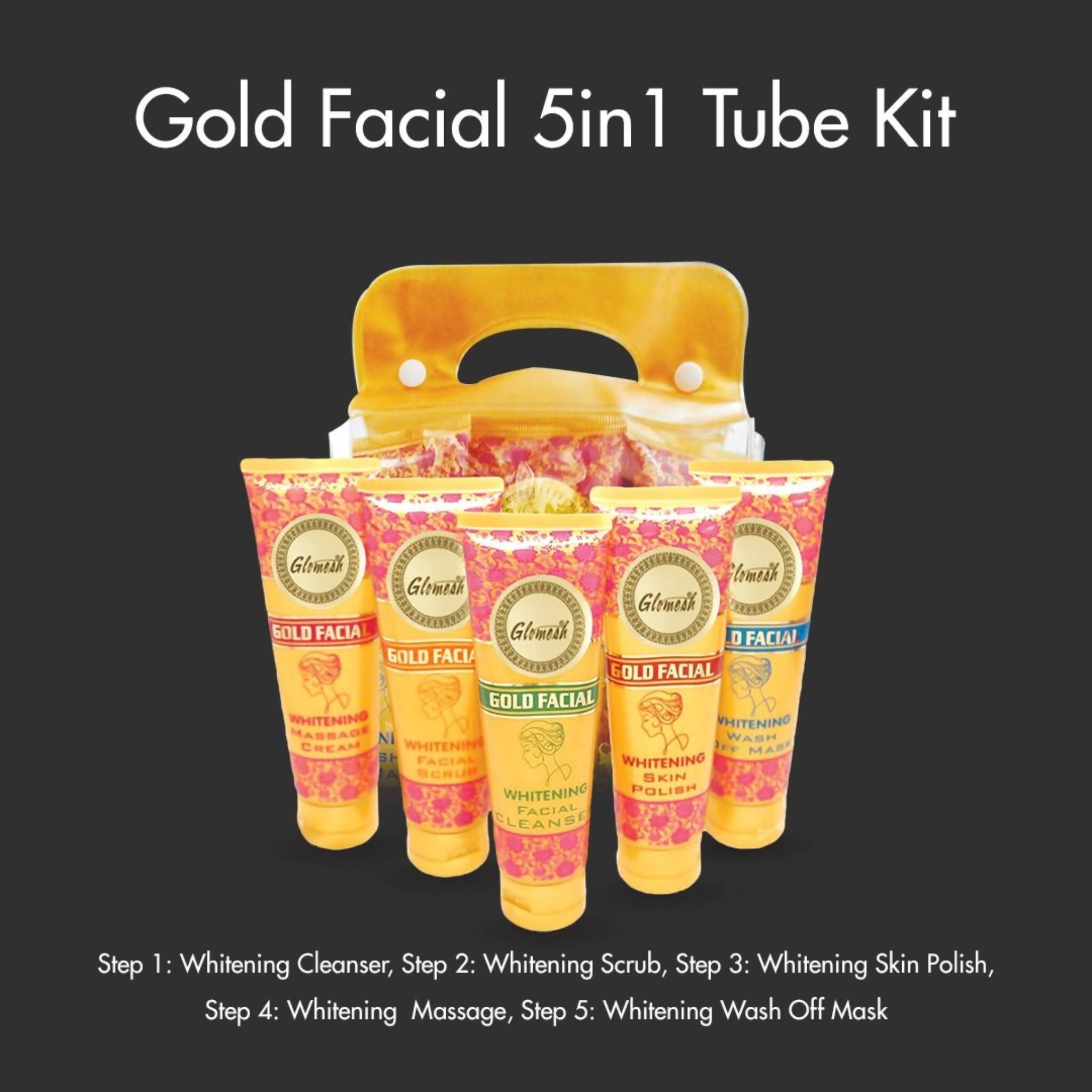 Glomesh Gold Facial Kit, 5-in-1 Luxurious Skincare Experience