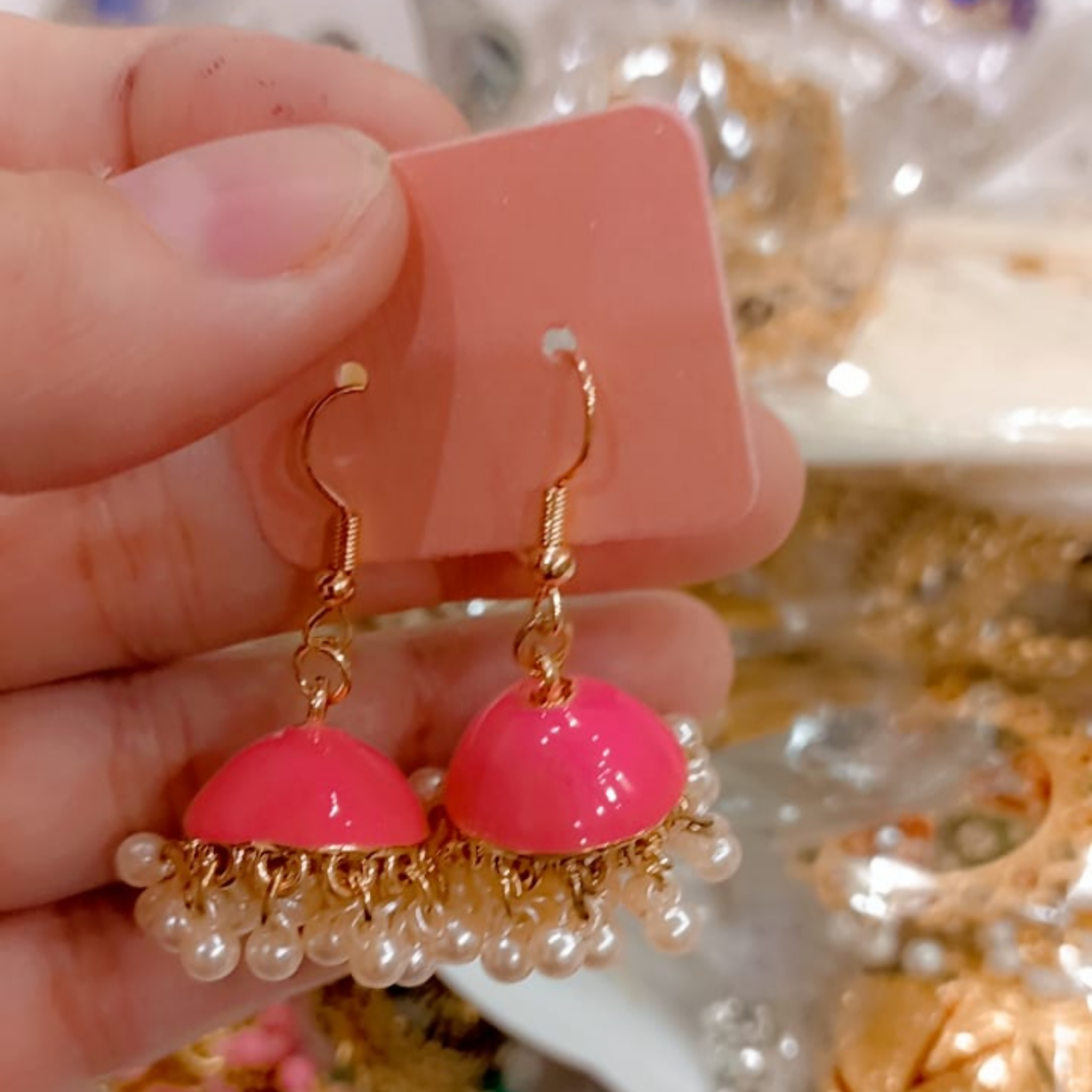 Earrings, Meena Jhumki with Pearl Drop, Traditional Elegance & Timeless Charm, for Women