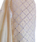 Unstitched Suit, Festive Paper Lawn Suit with Applique, Mukesh Work & Chicken Kari