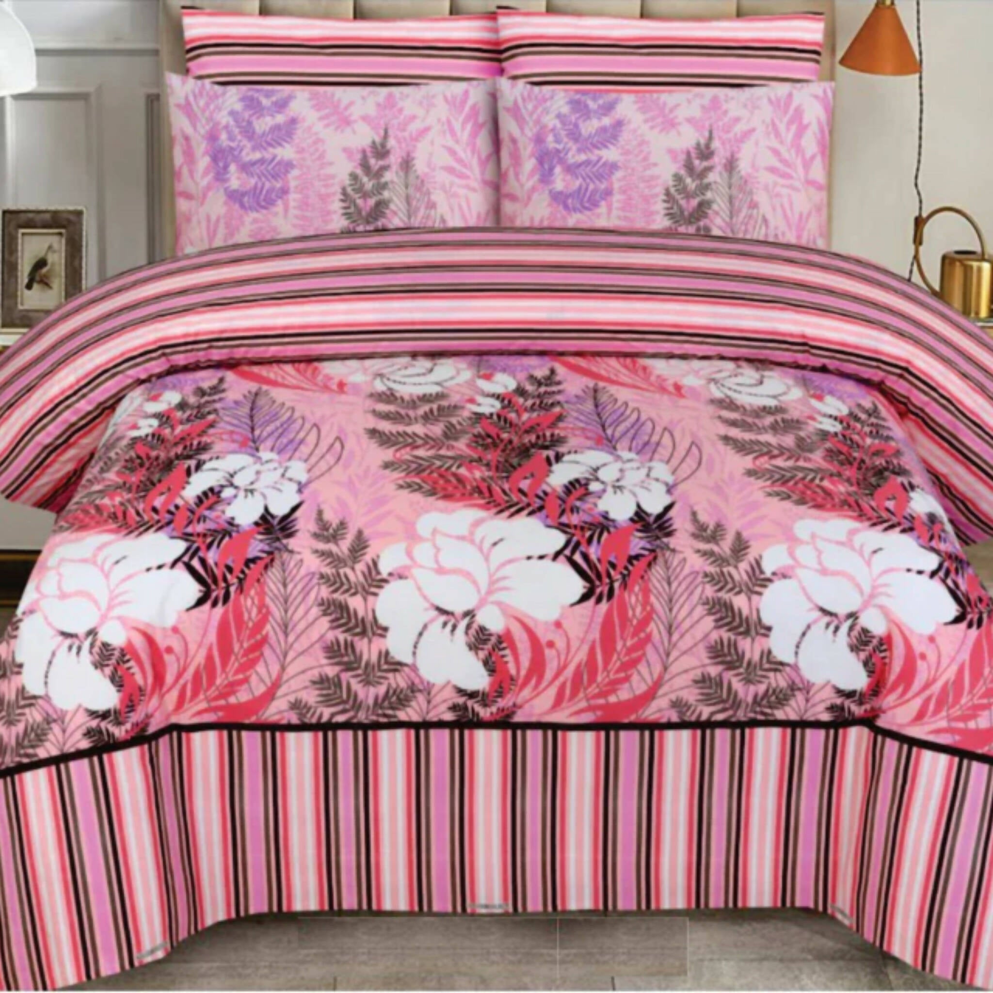 Quilt & Cover, Elegant Pink & Stripe Floral