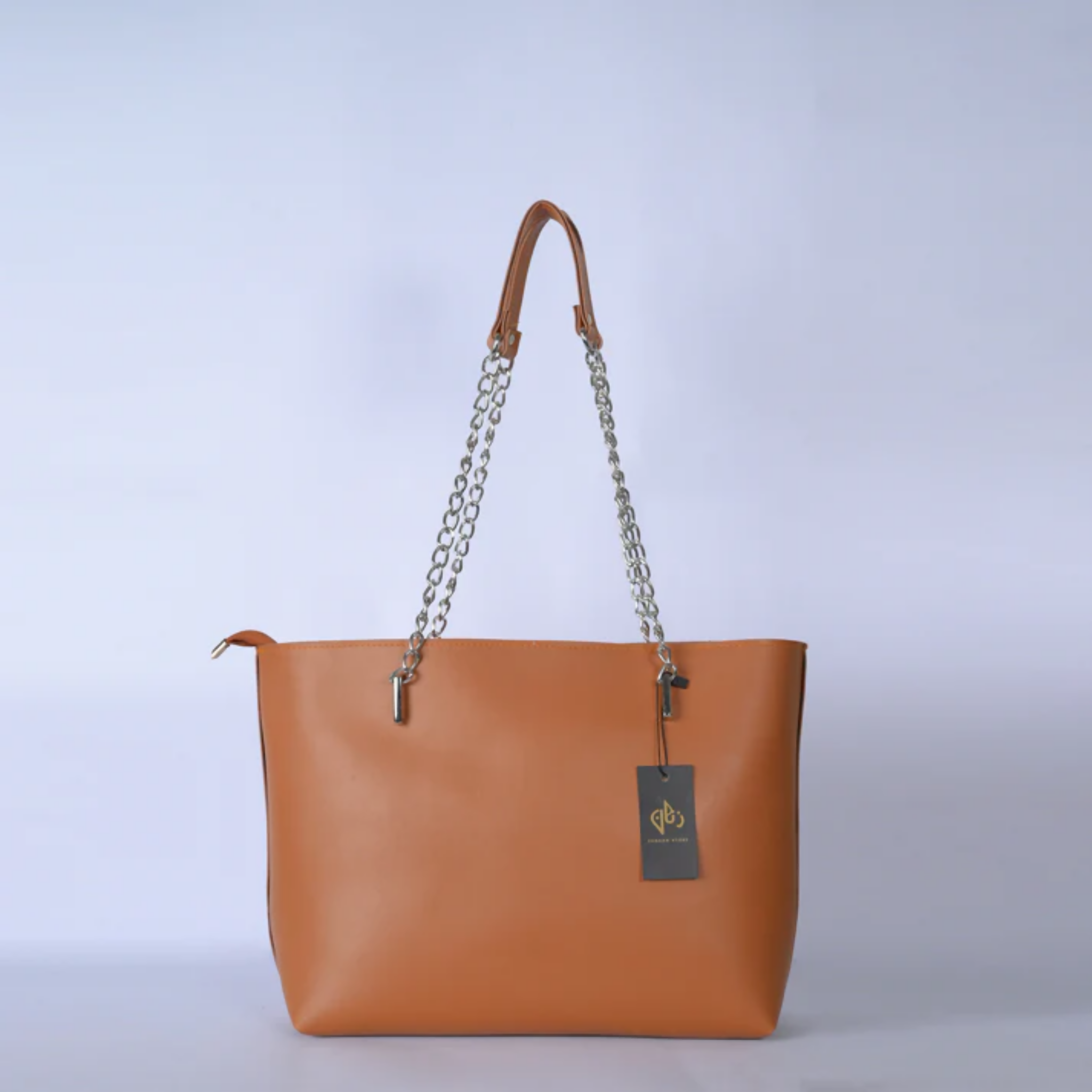 Alpha Tote Bag, Golden Brown & Chain Elegance, for Women