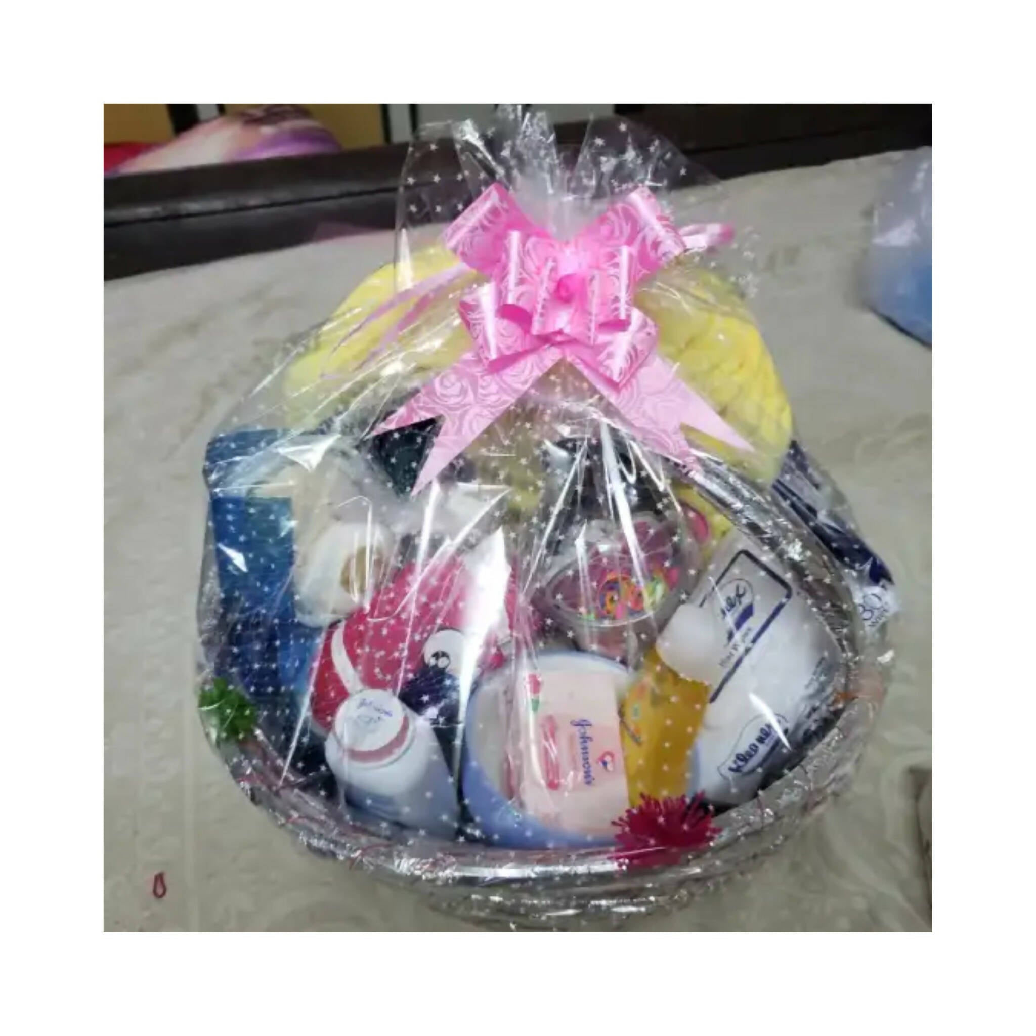 Baby Gift Basket, with Reusable Trendy Basket and Essential Items