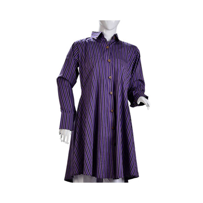Shirt, Sensational Grape Violet & Black Striped Cotton, for Women