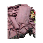 Unstitched Suit, Plain Shirt, Designer Trouser & Check Khaddar Dupatta, for Women