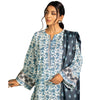 Winter Blue Pottery Ensemble, Embroidered Charm & Slub Khaddar Fabric, for Women