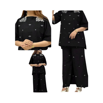 Dress, Flaper Elegant 2pc & Cotton Embroidery Set, for Women
