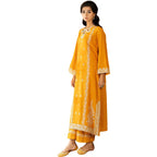 Suit, Mustard Embroidered 2Pc & Elegant Keyhole Neckline, for Stylish Sophistication