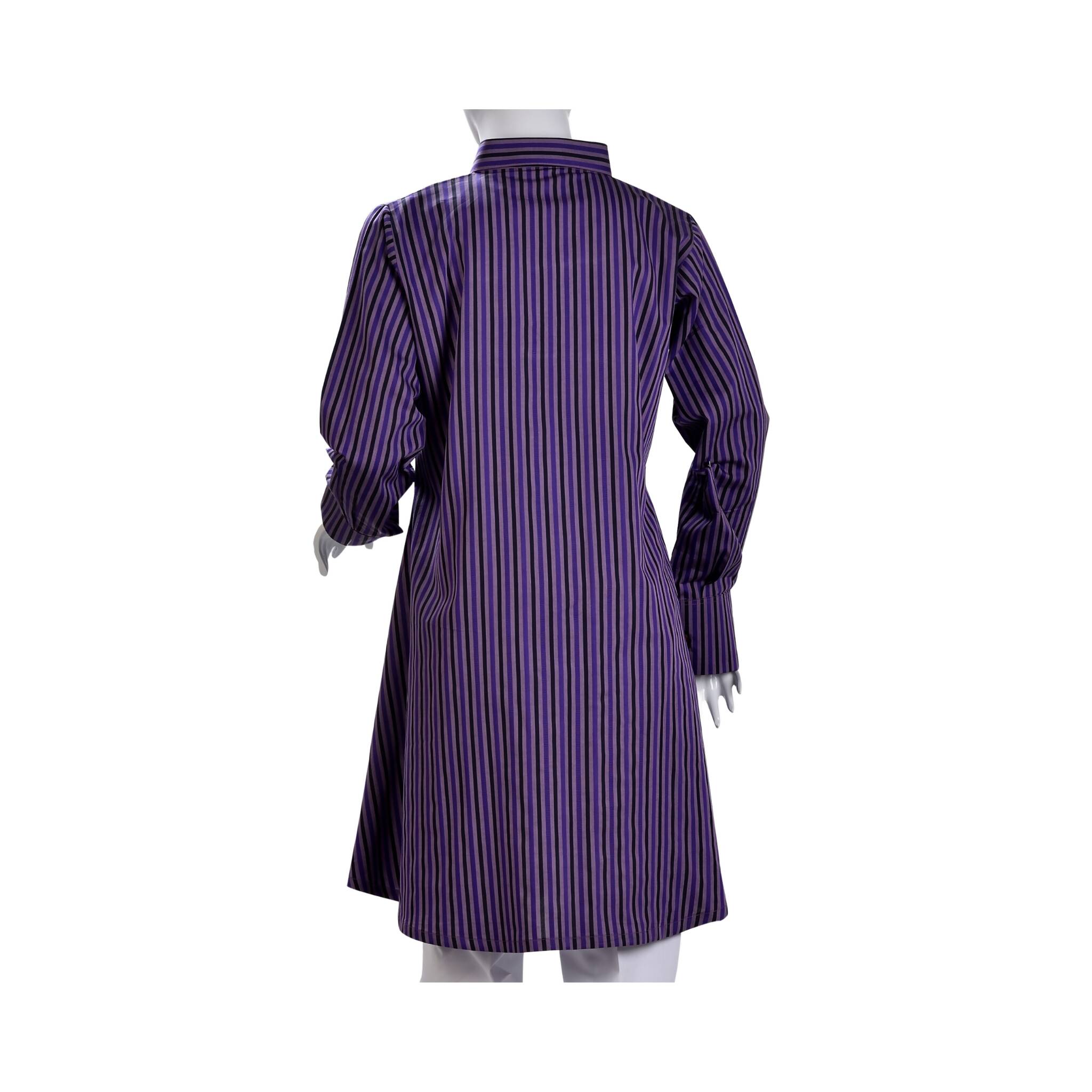 Shirt, Sensational Grape Violet & Black Striped Cotton, for Women