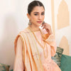 Unstitched Suit, Peach Leather Chikankaari Ensemble - with Velvet Shawl, for Women