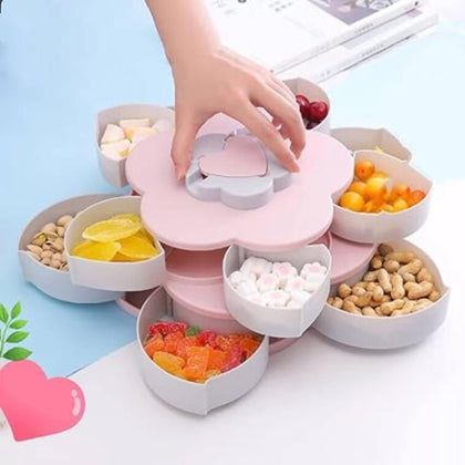 Rotating Dried Fruit Plate, Snack Tray with Phone Holder, for Dried Fruits & Nuts