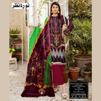 Unstitched Suit, Double Head Sequence with Matching Dupatta & Dyed Trouser, for Women