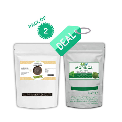 Moringa Powder, 250g - Chia Seed & 200g Bundle, Superfoods, for Nutrition, Wellness