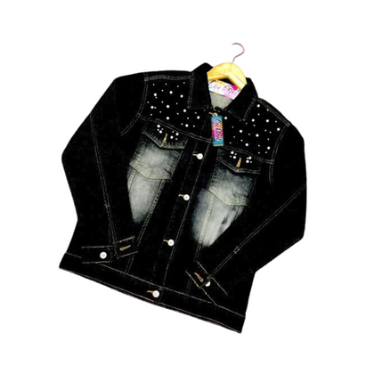 Jacket, Denim Stylish Pulse & Stylish Elegance, Black, for Ladies'