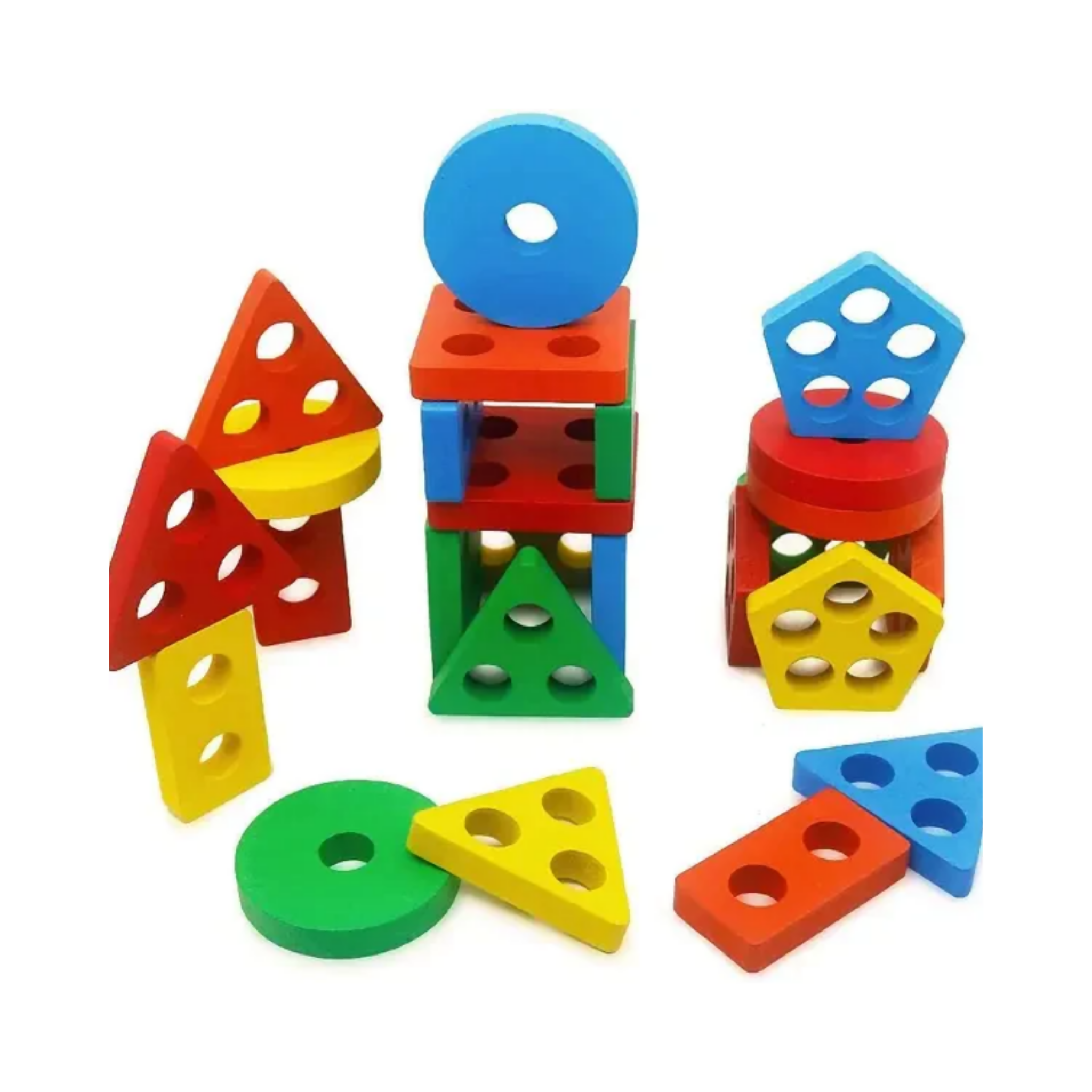 Toy, Colorful Wooden Stacker, Early Learning Shapes and Matching Game, for Kids'