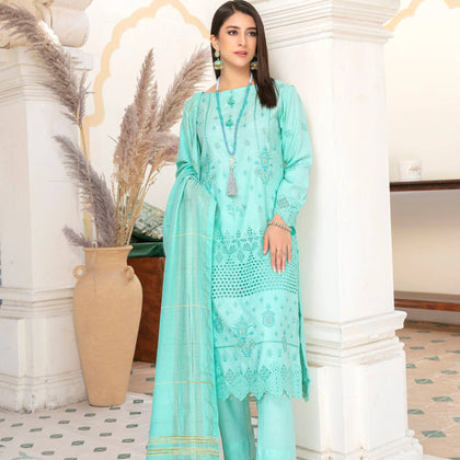 Unstitched Suit, Chikankaari Ensemble - Material with Fancy Velvet Shawl, for Women