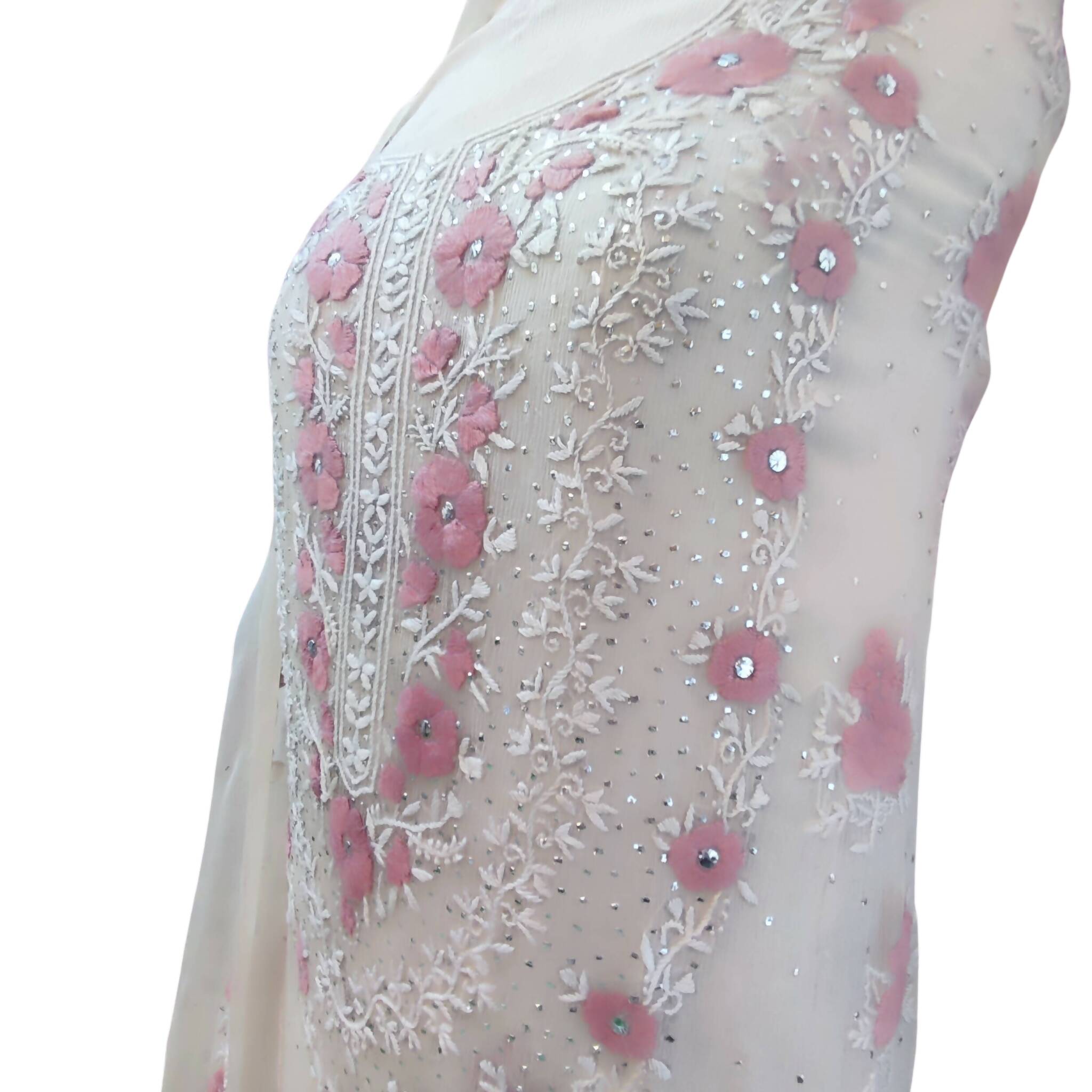 Unstitched Suit, 3-Piece Set with Pakka Tanka & Mukesh Embroidery, for Women