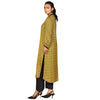 Yellow Jacquard Shirt, Elegance with Indian Collar, Lace Detailing, & Playful Tassels