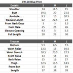 Co-ord Set, Sophisticated 2-Piece Linen & Ensemble in Blue Print, for Women