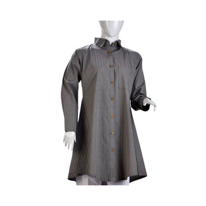 Shirt, Stunning Irish-Grey Self-Striped Cotton, for Women
