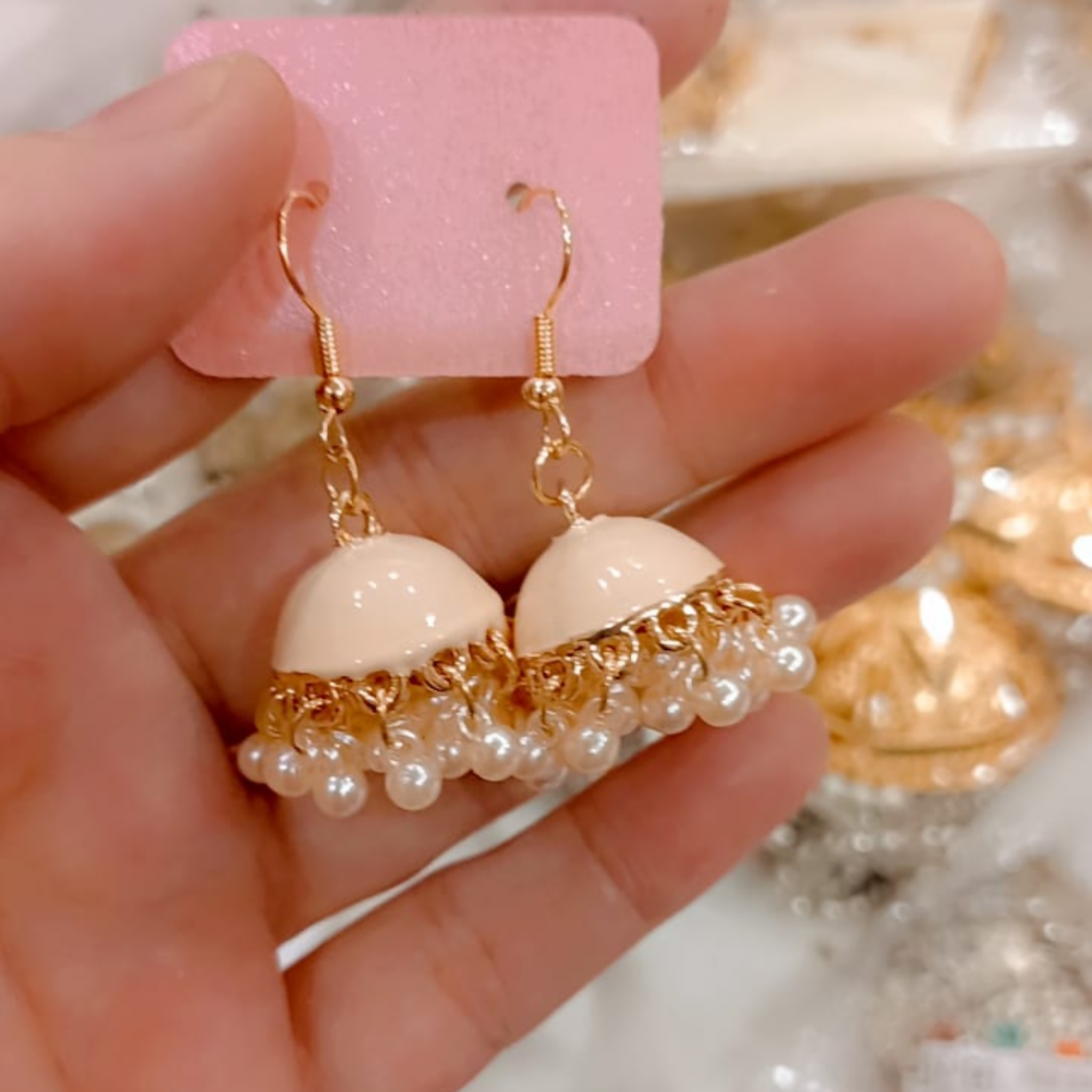 Earrings, Meena Jhumki with Pearl Drop, Traditional Elegance & Timeless Charm, for Women