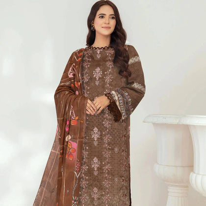 Unstitched Suit, Viscose Ensemble with Sequence Embroidery, for Women