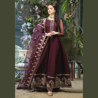 Maxi Suit, Embroidered Elegance with Dupatta - 3 Piece, for Women
