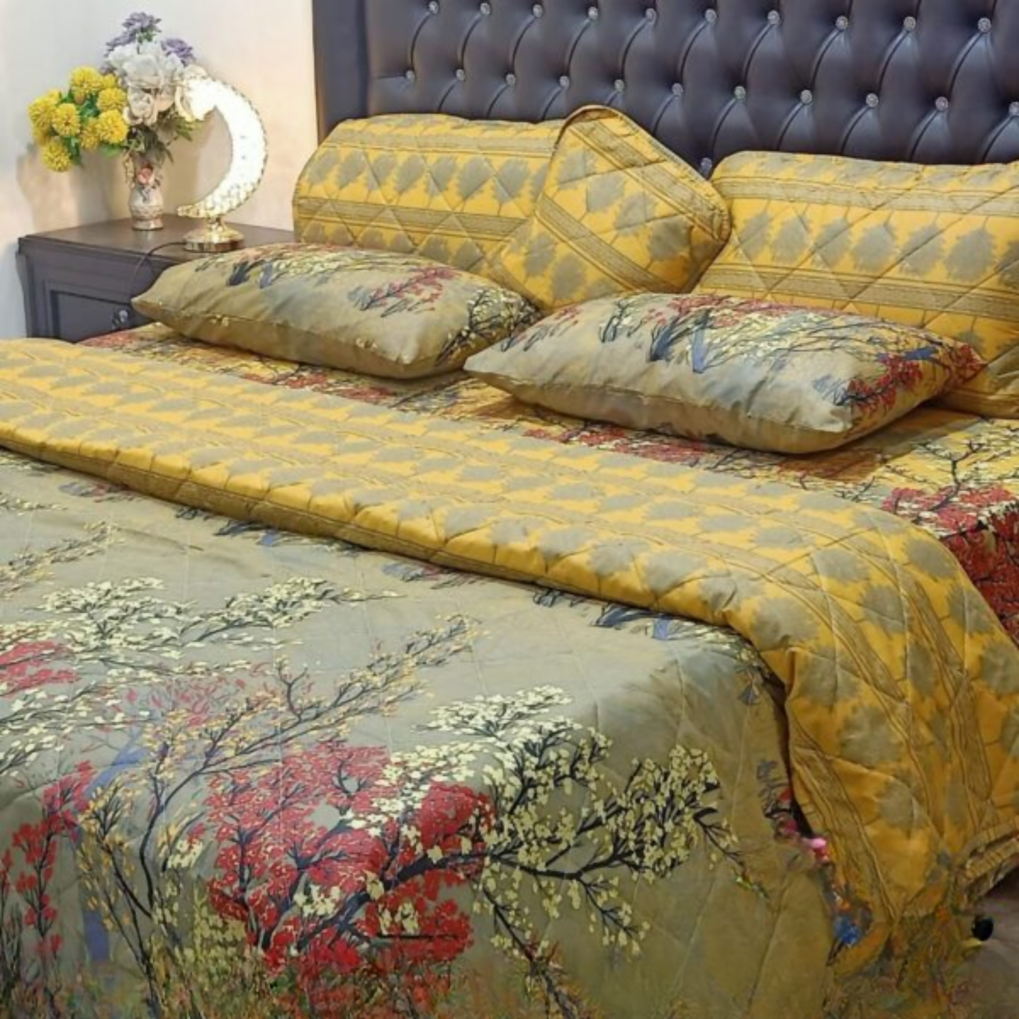 Comforter Set, High-Quality Cotton Salonica, Exquisite 7-Piece Printed Cotton