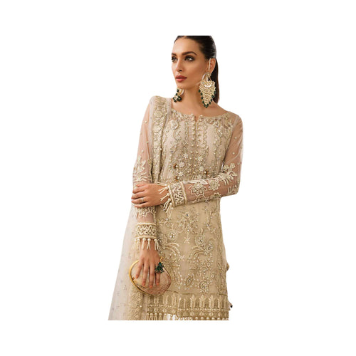Unstitched Suit, Net & Jamawar Ensemble with Zari Sequins Detailing, for Women