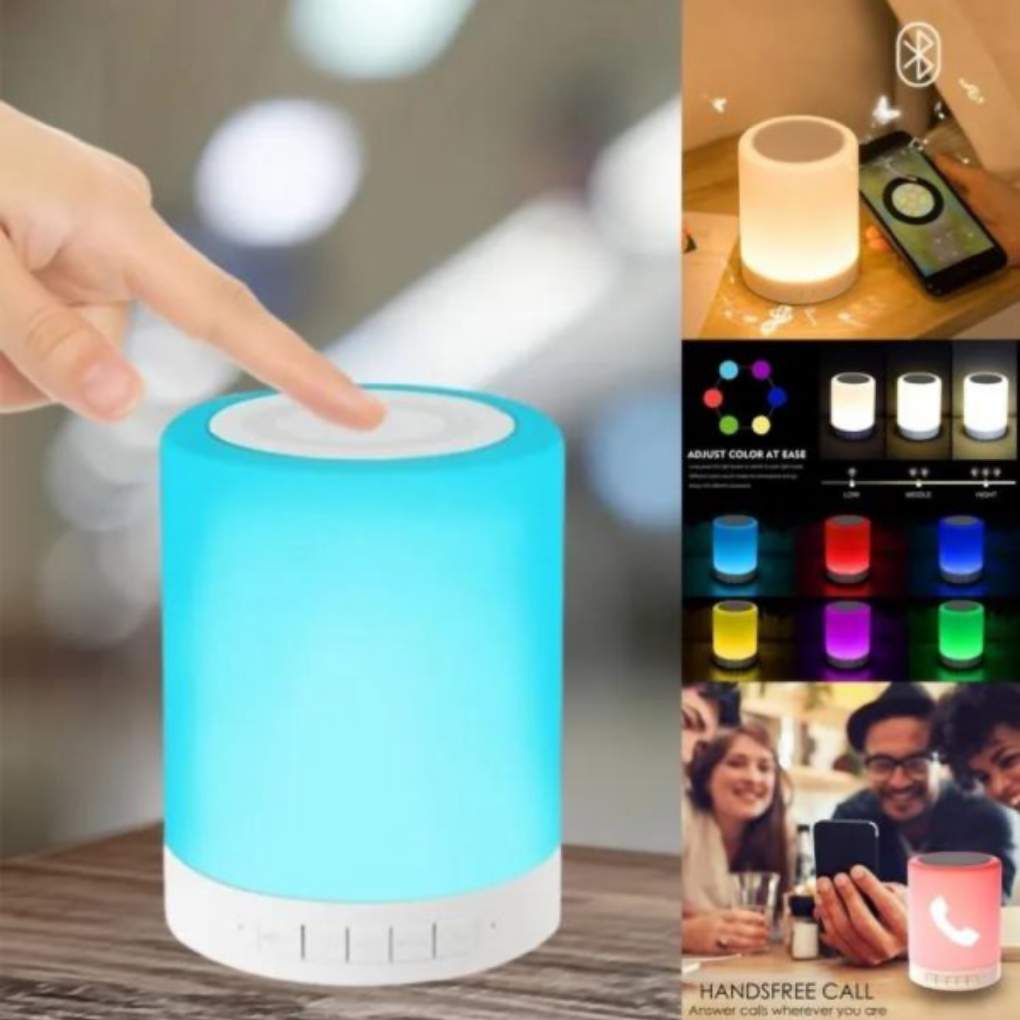 LED Touch Lamp Bluetooth Speaker, All-in-One Wireless Hi-Fi Speaker Light