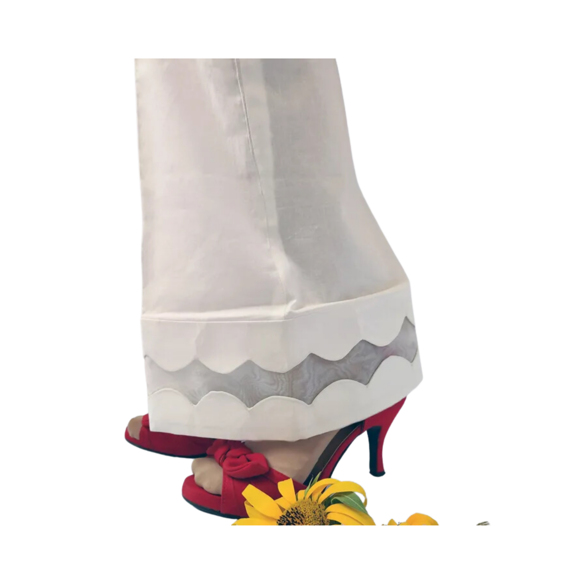 Trouser, New Classic Bell Bottom in Cotton Fabric with Organza Insertion, for Women.