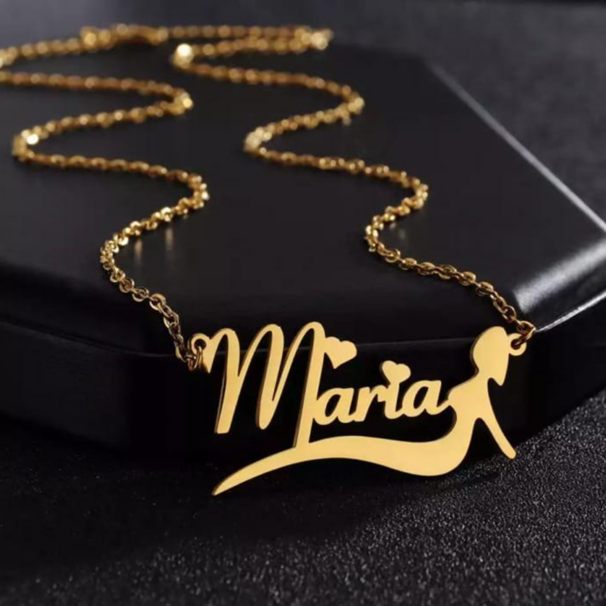 Locket Necklace, Personalized Gold Name Necklace, Uniquely Yours