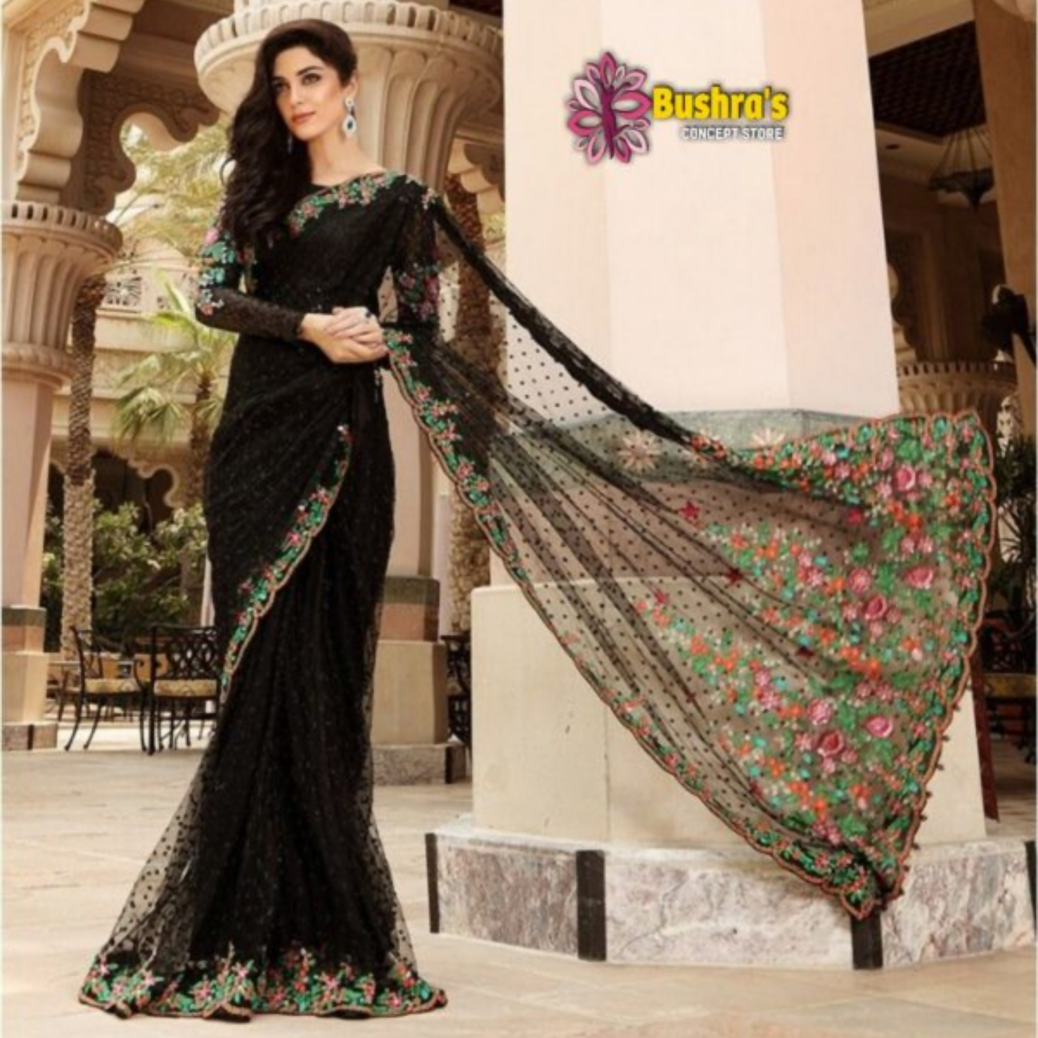 Black Saree, Exquisite & Luxury with Heavy Work, for Ladies