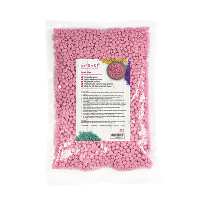 Meraki Hard Beans Stripless, Hair Removing Wax Rose - 500g