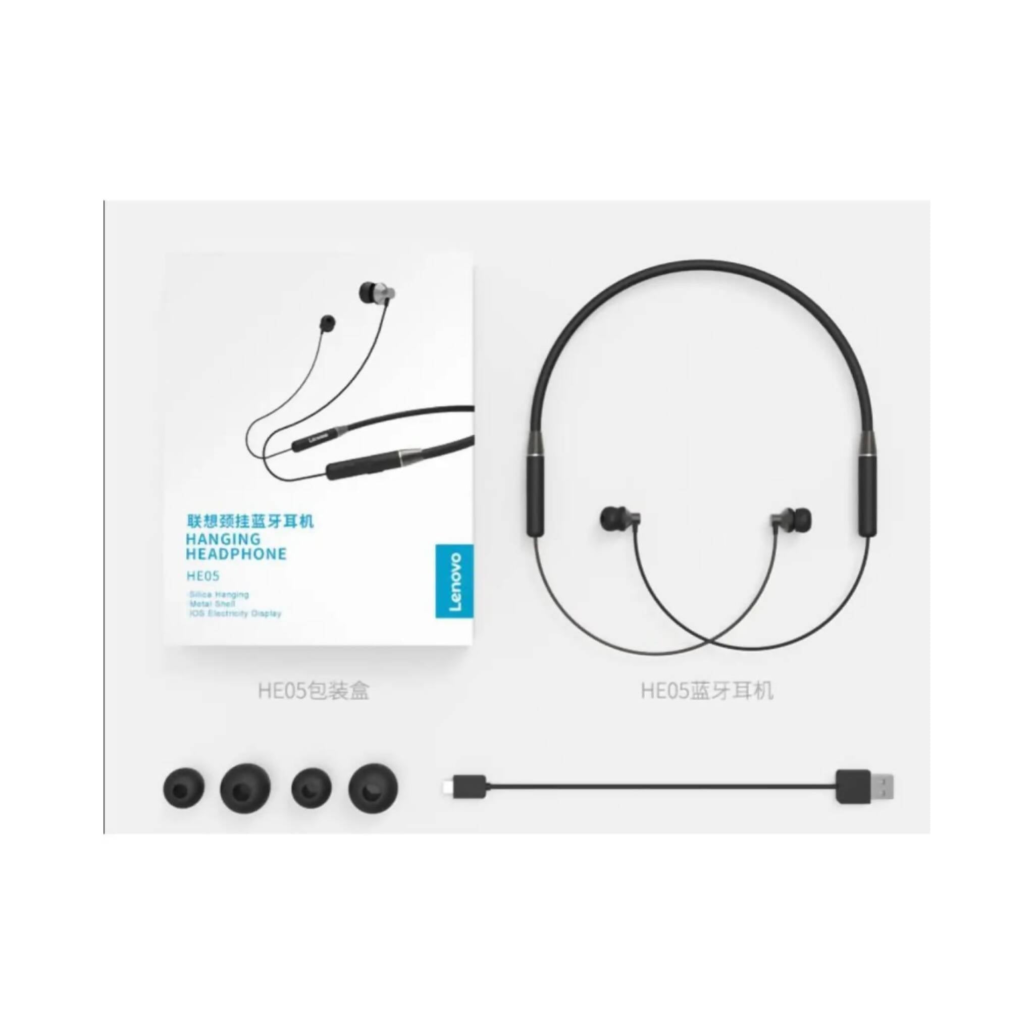 Earbuds, Lenovo HE05 Original Wireless, Fast Connection & Long Battery Life
