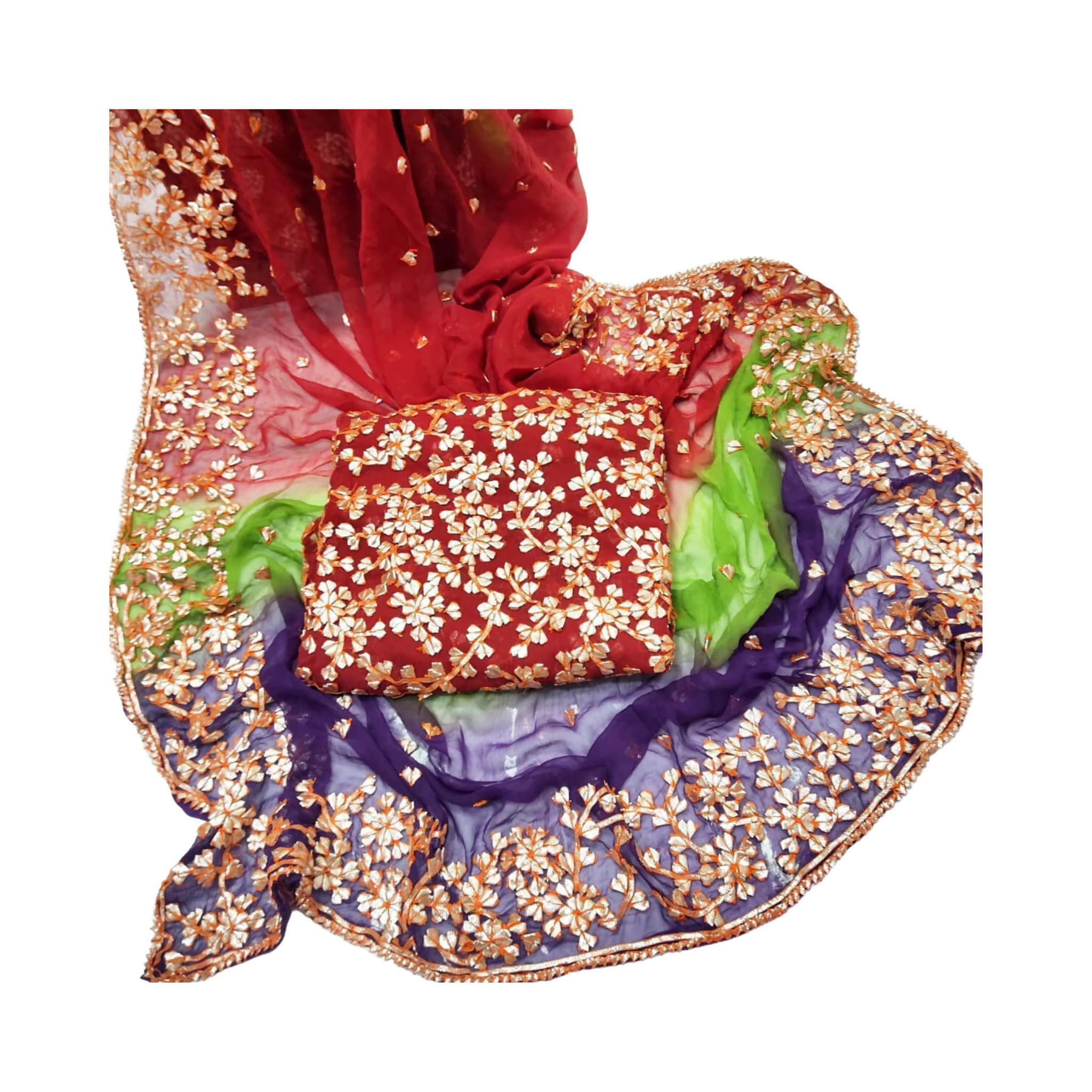 Unstitched Suit, Handmade Gotta Patti Chiffon, for Ladies