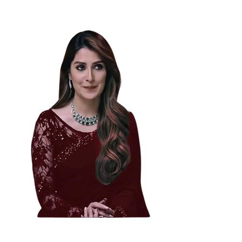 Saree, Chiffon Elegance, Threadwork & Sequin Embroidered, for Women