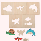 Wooden Drawing Stencils Kit, 12 inner +12 Outer, With Puzzle