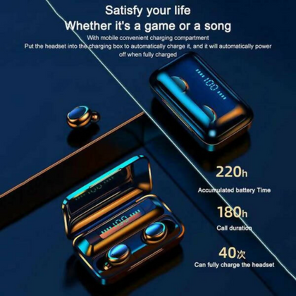 Earbuds, F9 TWS with Powerbank Power LCD Display
