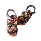 Sandals, Black Flower Strap, Comfortable, for Baby Girls