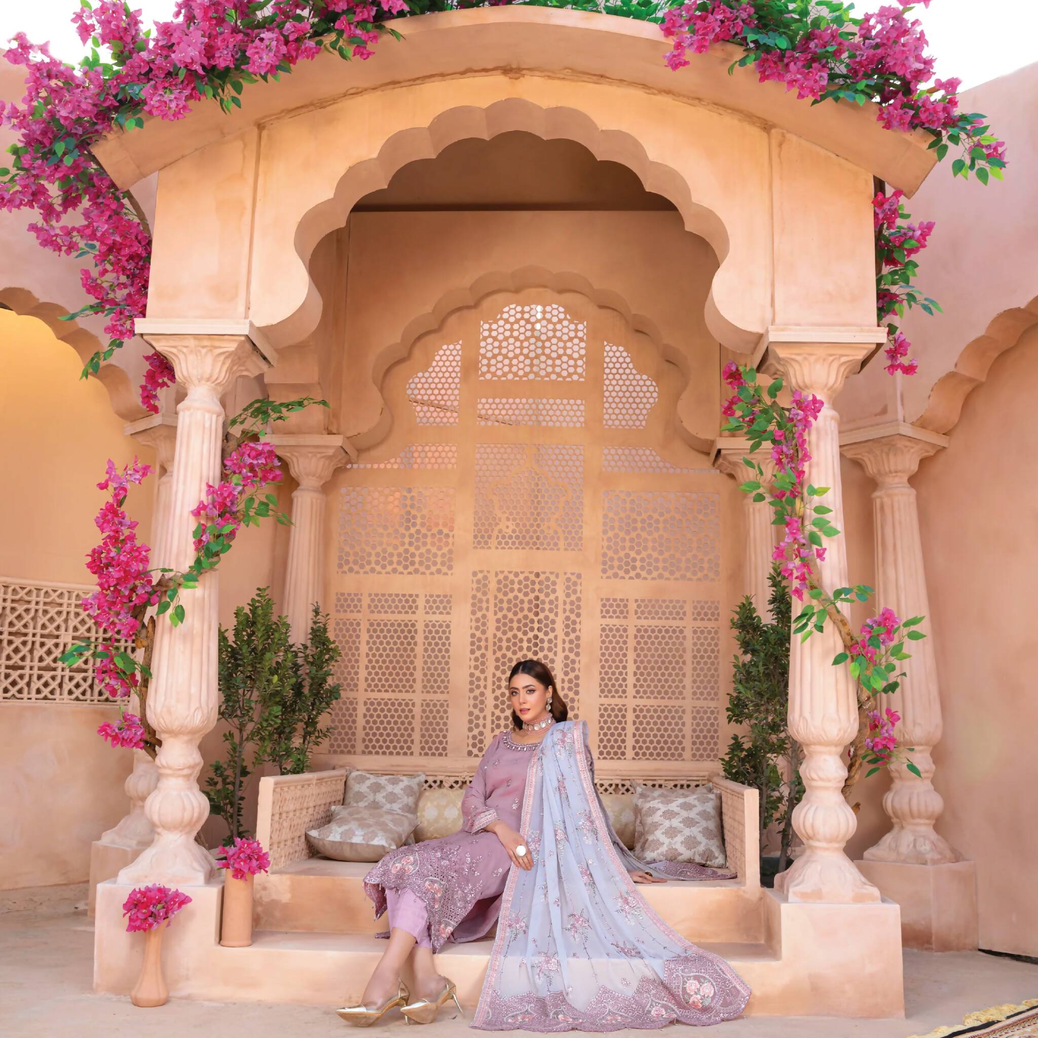 Semi-Stitched Crinkle Chiffon Ensemble