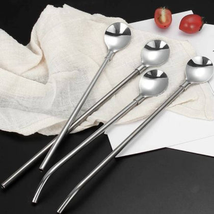 Spoon Straw Set, Creative Stainless Steel - Dual Functionality & Eco-Friendly - Set of 6