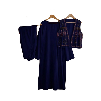 Boski Koti Shirt & Trouser, Blue Embroidery & Elegant Design, for Women