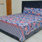 Bed Sheet, Floral Elegance, Purple Polycotton