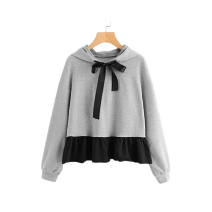 Hoodie, Ribbon Tie Style & Drop Shoulder, for Women