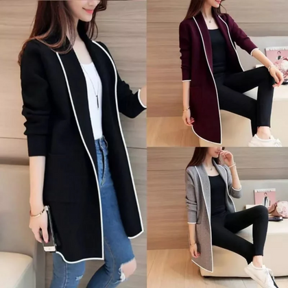 Coat, Chic Comfort, Lapel Casual in Stylish Cardigan Design, for Women