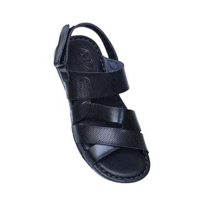 Sandals, Black Leather Timeless Style & Comfort, for Men