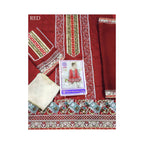 Unstitched Suit, Elegant Chiffon Ensemble with Zari Embroidery & Jamawar Trousers