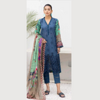 Unstitched Suit, Chikenkarri Printed Dresses with Bamber Chiffon Dupatta, for Ladies