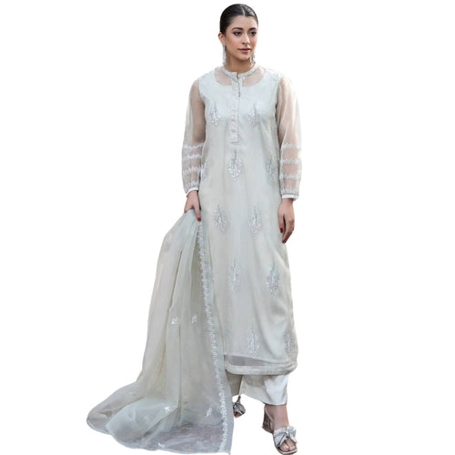 Suit, Sophisticated Elegance, Three-Piece Silk with Sequins Embroidery, for Women