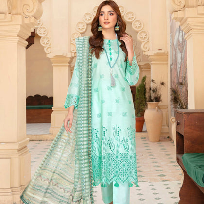 Unstitched Suit, Lawn Karandi Ensemble, Embrace Timeless Pakistani Elegance